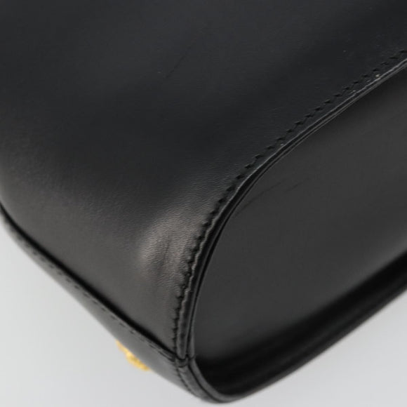 Salvatore Ferragamo Gancini Hand Bag Leather 2way Black Gold Auth 181422A