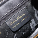 Salvatore Ferragamo Gancini Hand Bag Leather 2way Black Gold Auth 181422A-12
