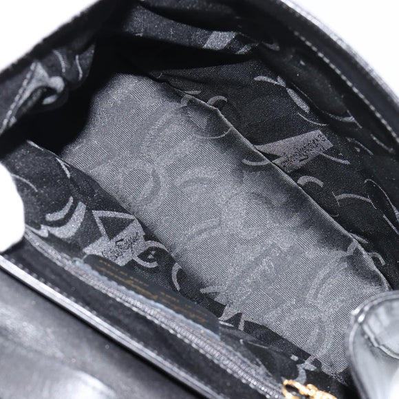 Salvatore Ferragamo Gancini Hand Bag Leather 2way Black Gold Auth 181422A