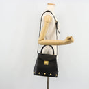 Salvatore Ferragamo Gancini Hand Bag Leather 2way Black Gold Auth 181422A-24