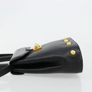 Salvatore Ferragamo Gancini Hand Bag Leather 2way Black Gold Auth 181422A-4