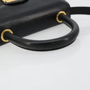 Salvatore Ferragamo Gancini Hand Bag Leather 2way Black Gold Auth 181422A-7