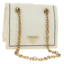 PRADA Chain Shoulder Bag Nylon White Gold Auth 181426V-1