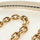 PRADA Chain Shoulder Bag Nylon White Gold Auth 181426V-16