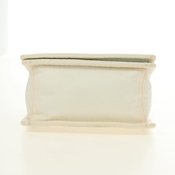 PRADA Chain Shoulder Bag Nylon White Gold Auth 181426V
