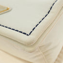 PRADA Chain Shoulder Bag Nylon White Gold Auth 181426V-17