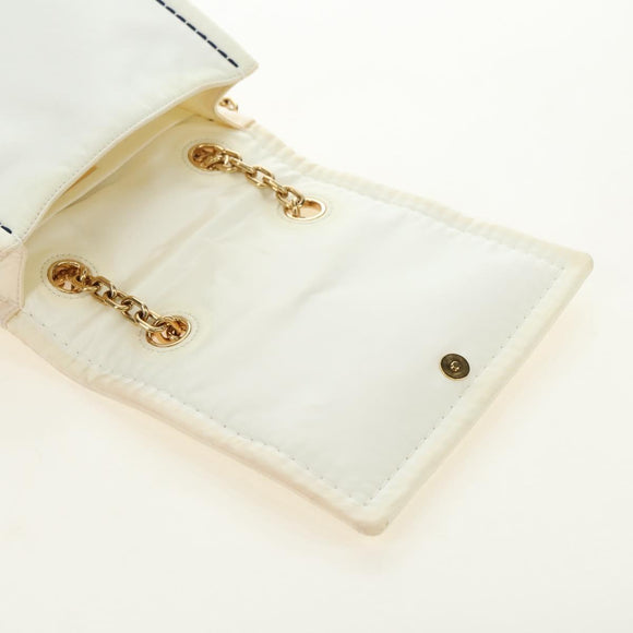 PRADA Chain Shoulder Bag Nylon White Gold Auth 181426V