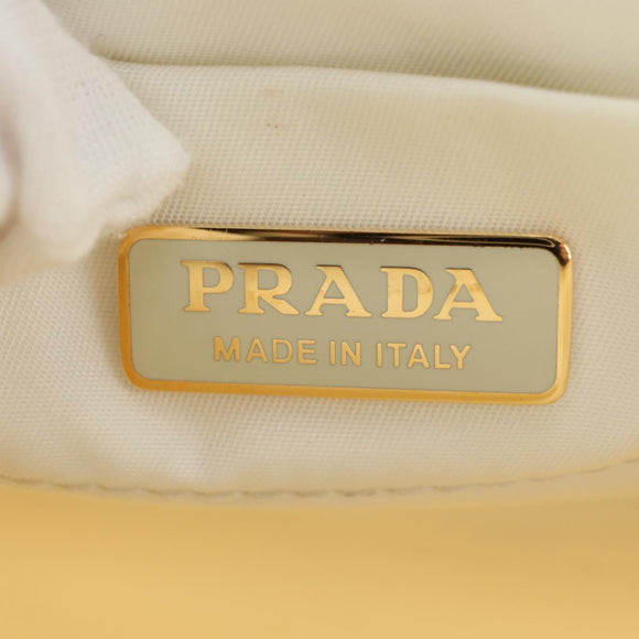PRADA Chain Shoulder Bag Nylon White Gold Auth 181426V