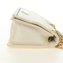 PRADA Chain Shoulder Bag Nylon White Gold Auth 181426V-4
