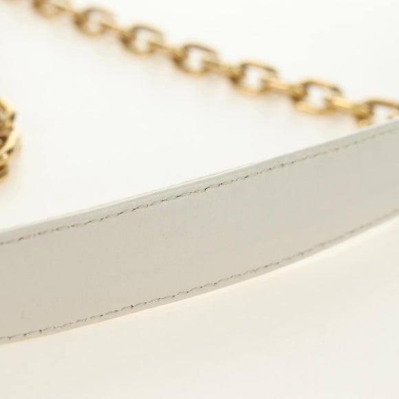 PRADA Chain Shoulder Bag Nylon White Gold Auth 181426V