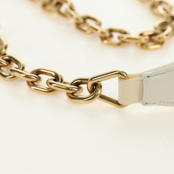PRADA Chain Shoulder Bag Nylon White Gold Auth 181426V