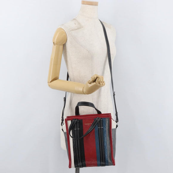 BALENCIAGA Bazaar Shopper XS Bag Leather 2way Multicolor 452458 Auth 181432A