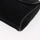 CELINE Chain Shoulder Bag Suede Black Gold Auth 181433A-14