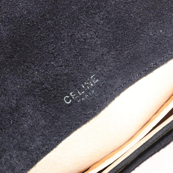 CELINE Chain Shoulder Bag Suede Black Gold Auth 181433A