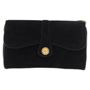 CELINE Chain Shoulder Bag Suede Black Gold Auth 181433A-13