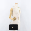 CELINE Chain Shoulder Bag Suede Black Gold Auth 181433A-21