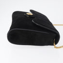 CELINE Chain Shoulder Bag Suede Black Gold Auth 181433A-3