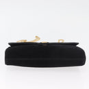 CELINE Chain Shoulder Bag Suede Black Gold Auth 181433A-5