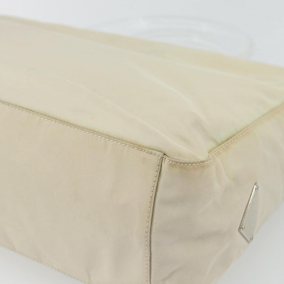 PRADA Hand Bag Nylon Ivory Silver Auth 181436