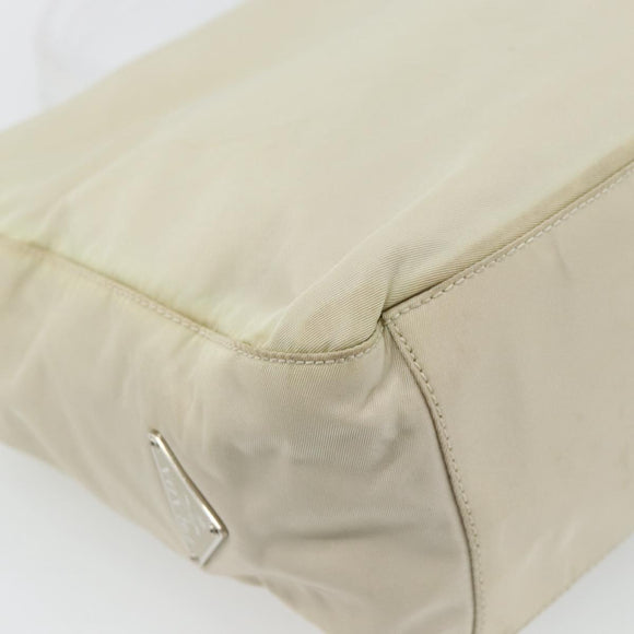 PRADA Hand Bag Nylon Ivory Silver Auth 181436