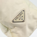 PRADA Hand Bag Nylon Ivory Silver Auth 181436-10