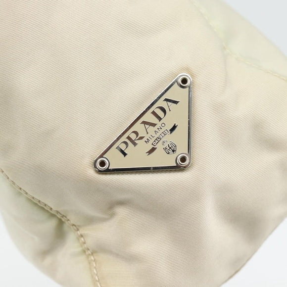 PRADA Hand Bag Nylon Ivory Silver Auth 181436