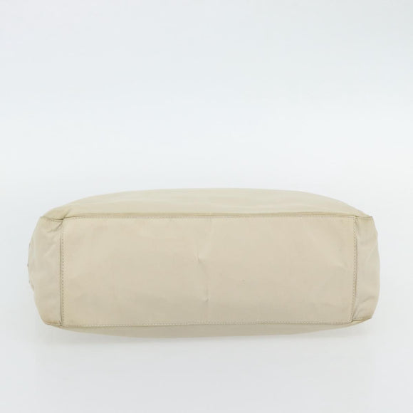 PRADA Hand Bag Nylon Ivory Silver Auth 181436