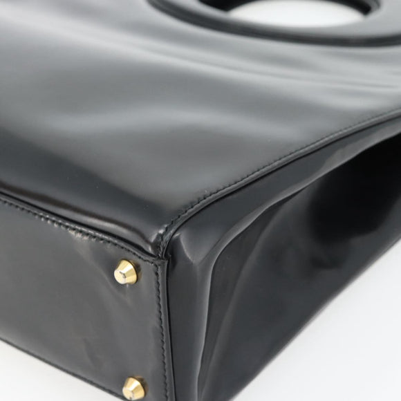 Christian Dior Hand Bag Patent leather Black Gold Auth 181437A