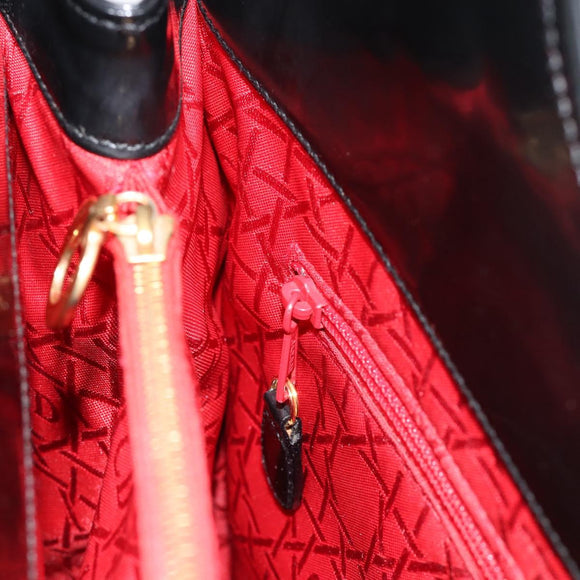 Christian Dior Hand Bag Patent leather Black Gold Auth 181437A