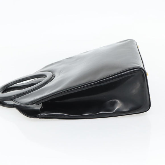 Christian Dior Hand Bag Patent leather Black Gold Auth 181437A