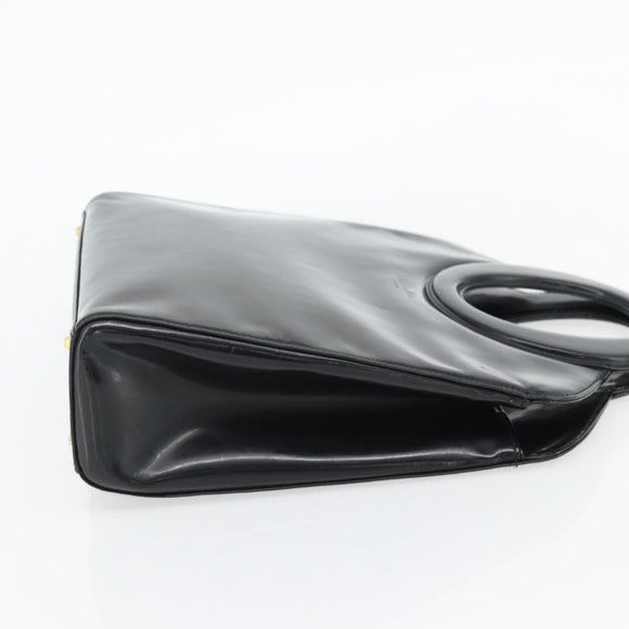 Christian Dior Hand Bag Patent leather Black Gold Auth 181437A