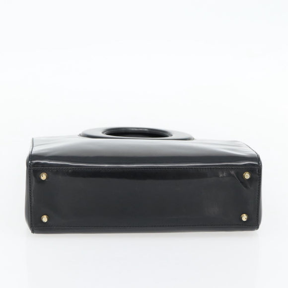 Christian Dior Hand Bag Patent leather Black Gold Auth 181437A