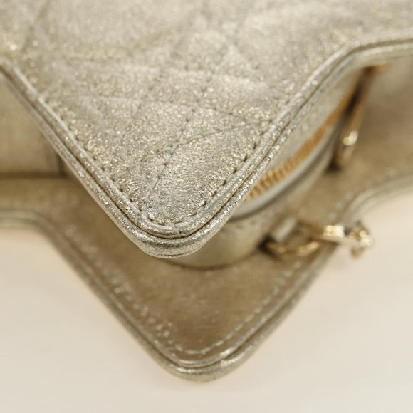 Christian Dior Canage Chain Shoulder Bag Leather Gold Auth 181440SM