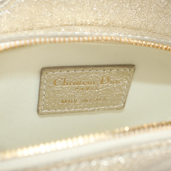 Christian Dior Canage Chain Shoulder Bag Leather Gold Auth 181440SM