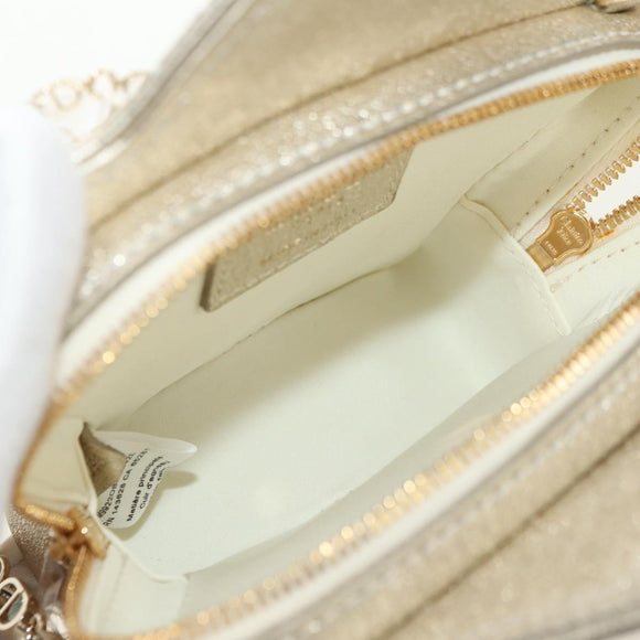 Christian Dior Canage Chain Shoulder Bag Leather Gold Auth 181440SM