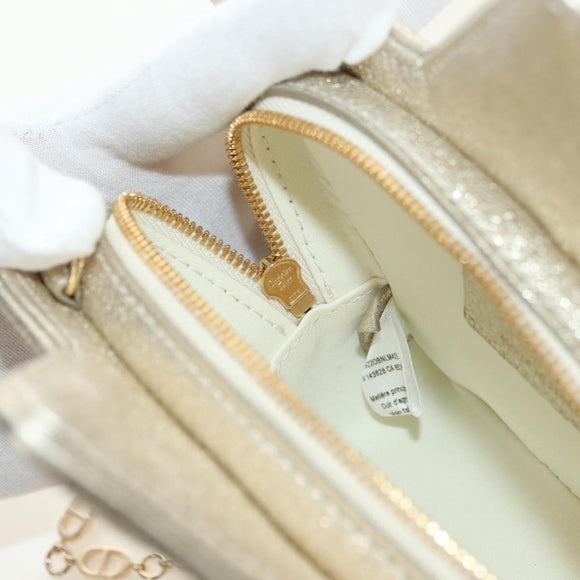 Christian Dior Canage Chain Shoulder Bag Leather Gold Auth 181440SM