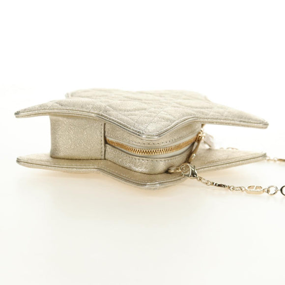 Christian Dior Canage Chain Shoulder Bag Leather Gold Auth 181440SM