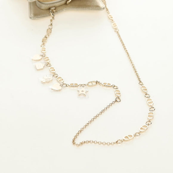 Christian Dior Canage Chain Shoulder Bag Leather Gold Auth 181440SM
