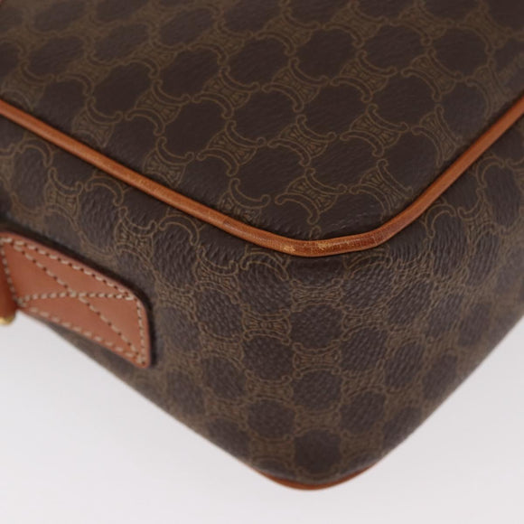CELINE Macadam Canvas Circle Shoulder Bag PVC Leather Brown Gold Auth 181441A