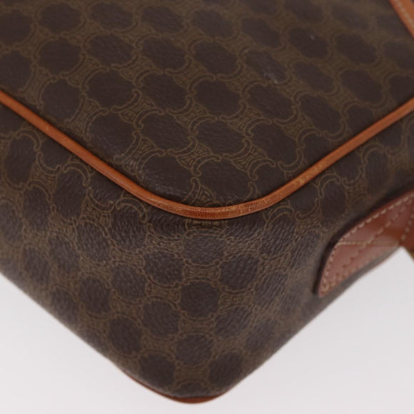 CELINE Macadam Canvas Circle Shoulder Bag PVC Leather Brown Gold Auth 181441A