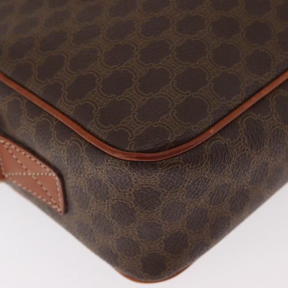 CELINE Macadam Canvas Circle Shoulder Bag PVC Leather Brown Gold Auth 181441A