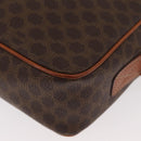 CELINE Macadam Canvas Circle Shoulder Bag PVC Leather Brown Gold Auth 181441A-13