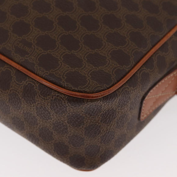 CELINE Macadam Canvas Circle Shoulder Bag PVC Leather Brown Gold Auth 181441A
