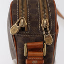 CELINE Macadam Canvas Circle Shoulder Bag PVC Leather Brown Gold Auth 181441A-14