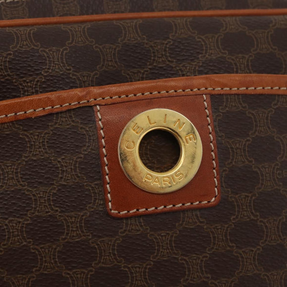 CELINE Macadam Canvas Circle Shoulder Bag PVC Leather Brown Gold Auth 181441A