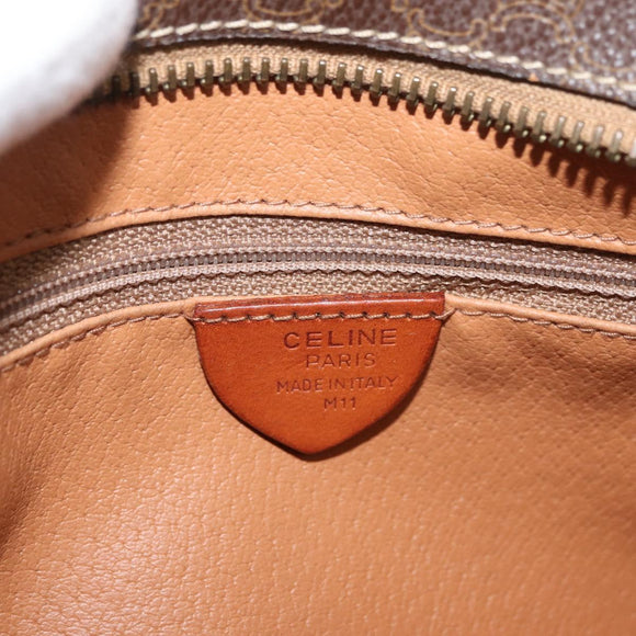 CELINE Macadam Canvas Circle Shoulder Bag PVC Leather Brown Gold Auth 181441A