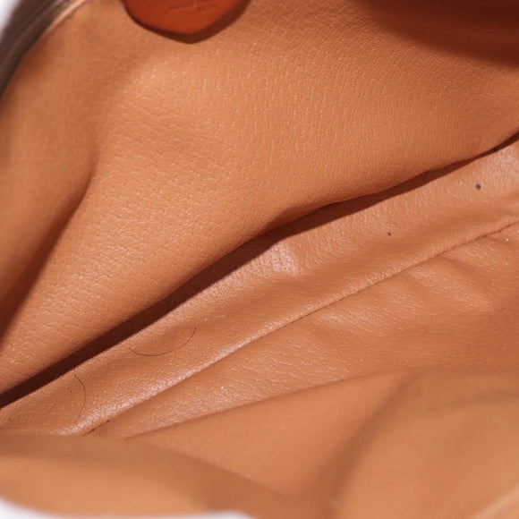 CELINE Macadam Canvas Circle Shoulder Bag PVC Leather Brown Gold Auth 181441A