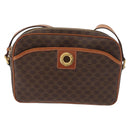 CELINE Macadam Canvas Circle Shoulder Bag PVC Leather Brown Gold Auth 181441A-2
