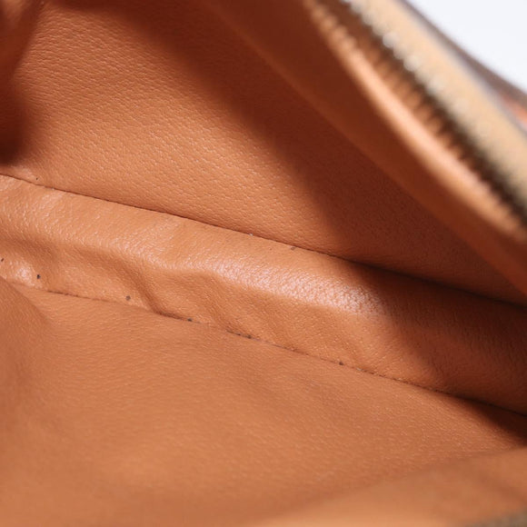 CELINE Macadam Canvas Circle Shoulder Bag PVC Leather Brown Gold Auth 181441A