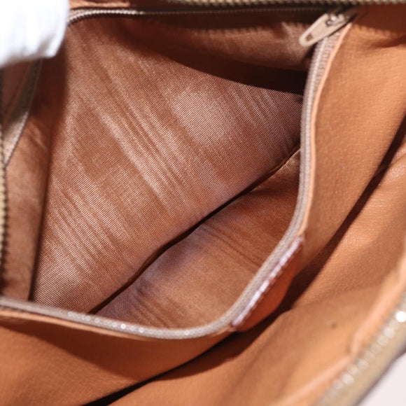 CELINE Macadam Canvas Circle Shoulder Bag PVC Leather Brown Gold Auth 181441A
